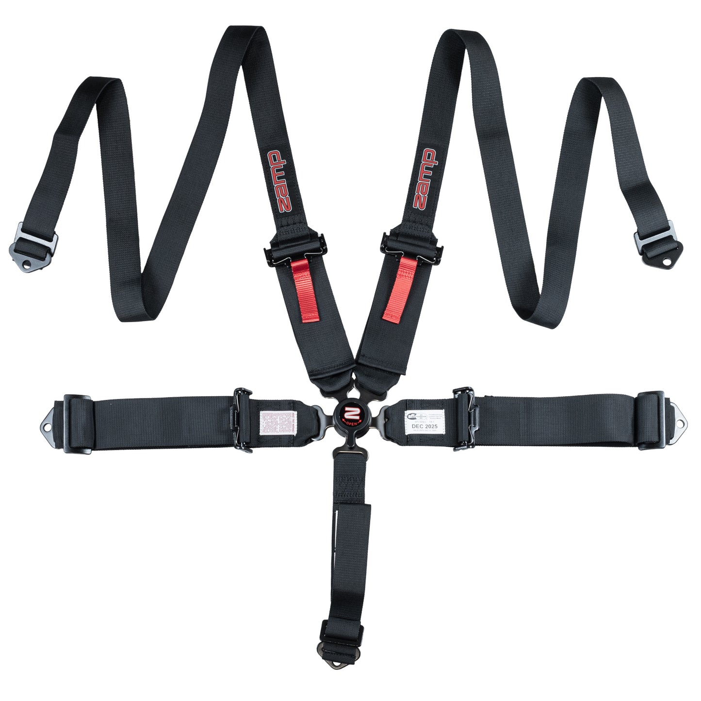 Zamp Race Seat Harness Black 3"/2" CAM Lock 5 Point Pull Down (Out) SFI 16.1