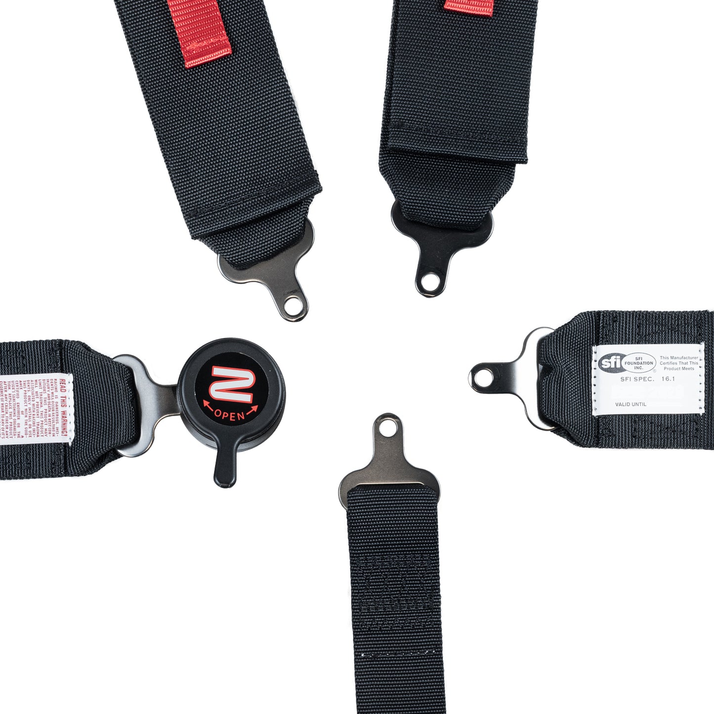 Zamp Race Seat Harness Black 3"/2" CAM Lock 5 Point Pull Down (Out) SFI 16.1