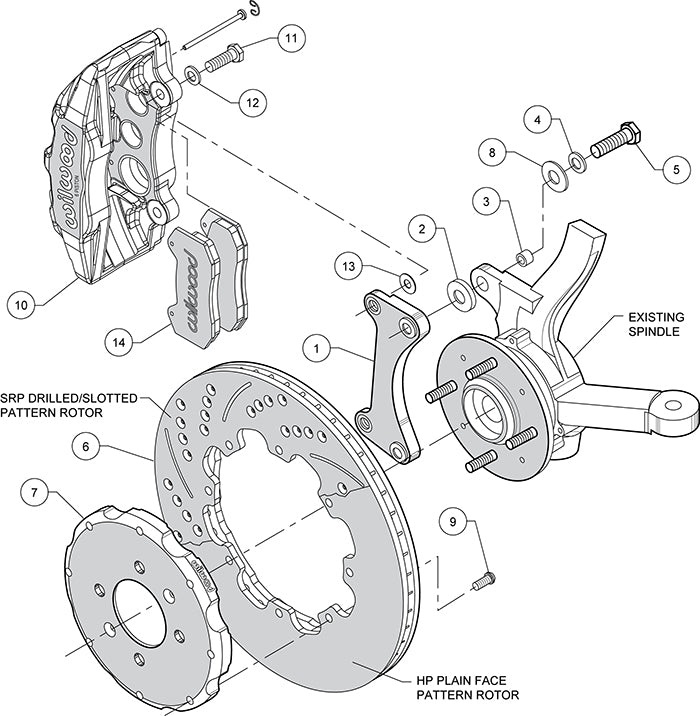 Kit de freno delantero Honda civic- integra 1993-2000 12.19" de diámetro.